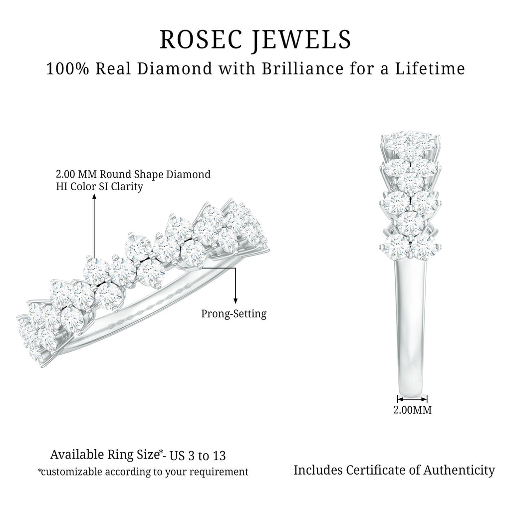 Natural Diamond Half Eternity Wedding Band with Certificate