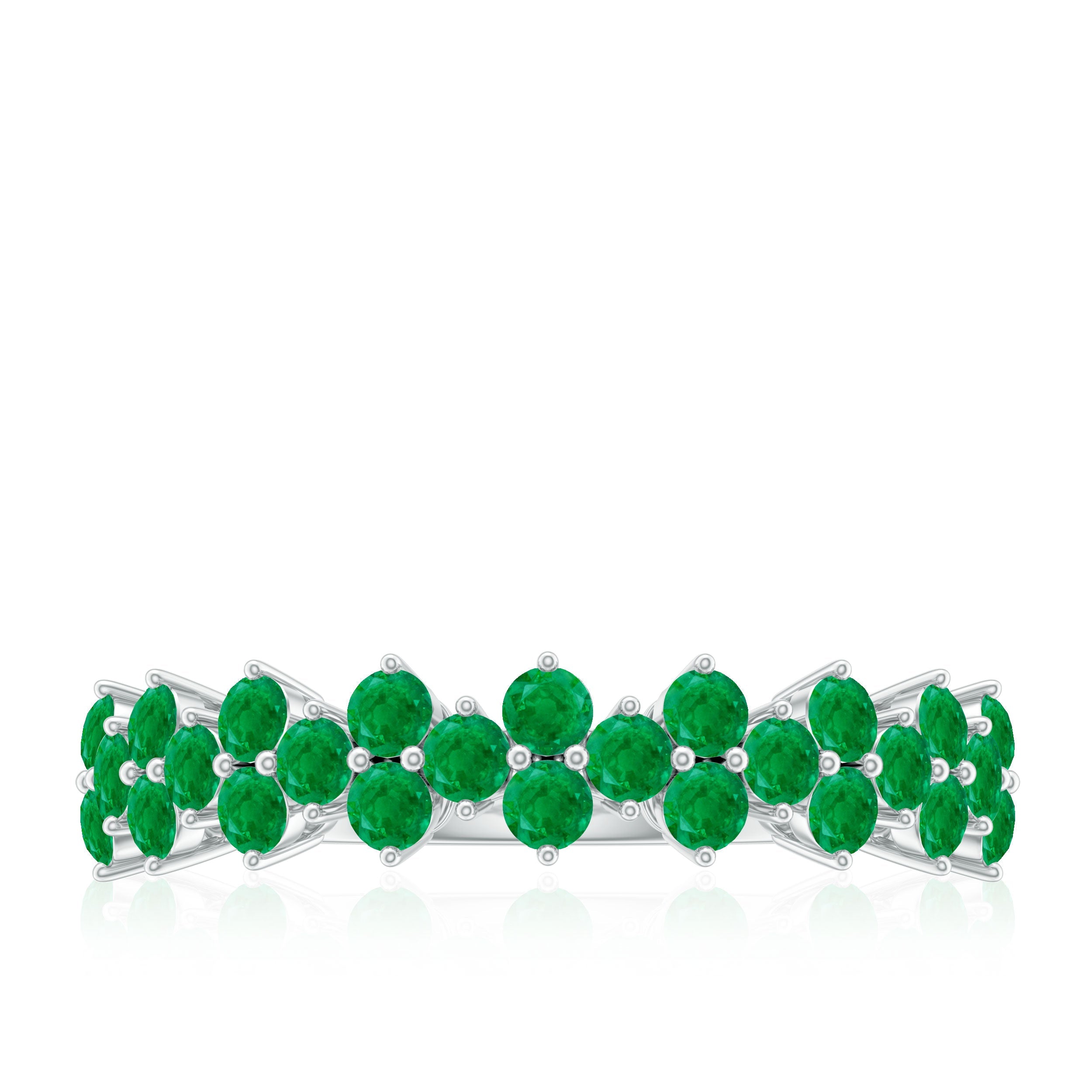 Certified Real Emerald Half Eternity Anniversary Ring