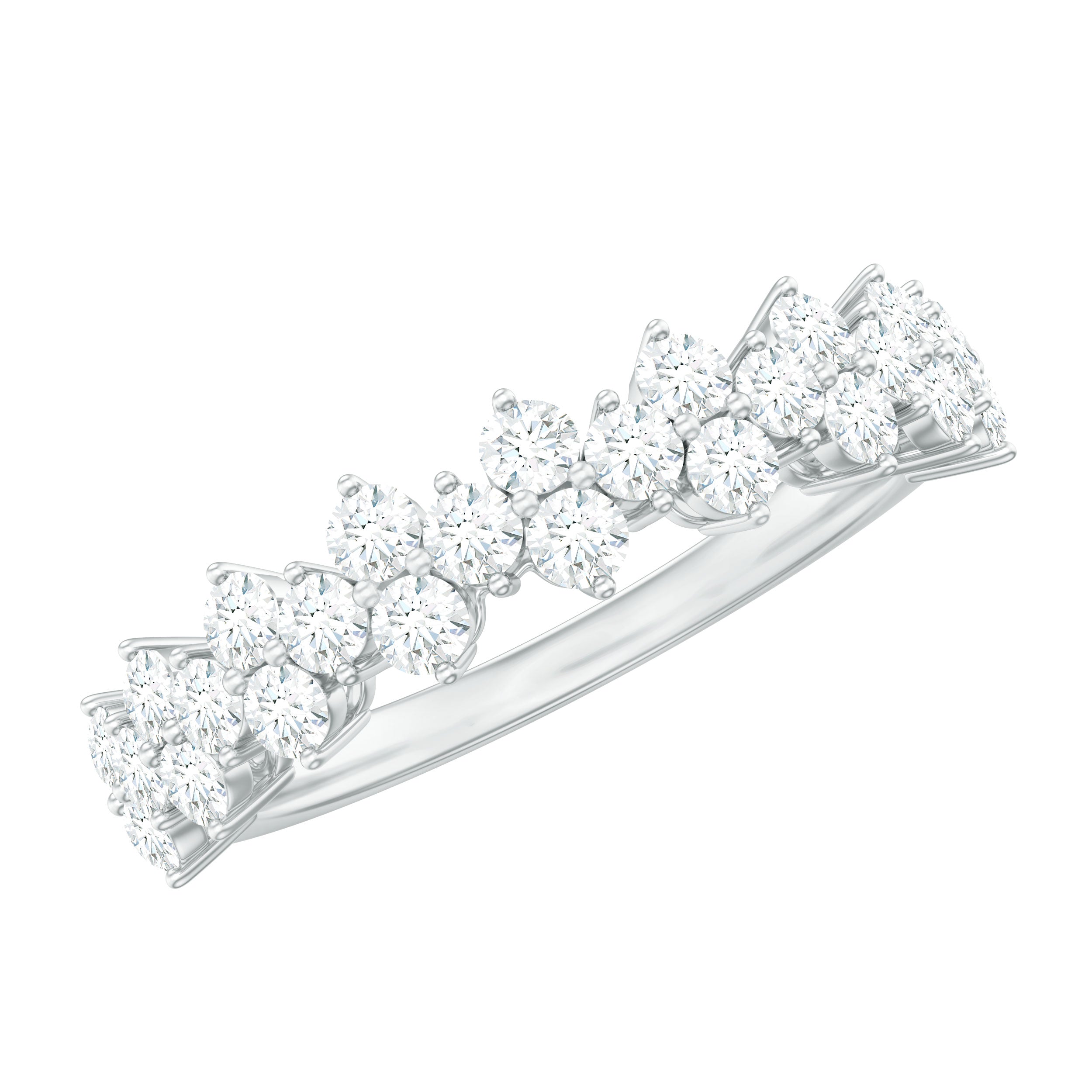 Round Moissanite Cluster Eternity Wedding Band