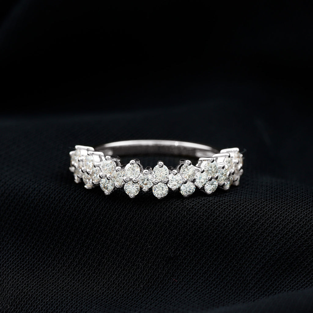 Round Moissanite Cluster Eternity Wedding Band