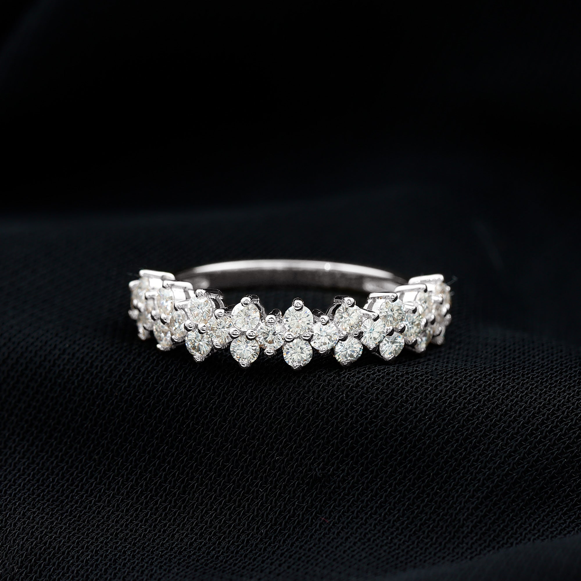 Round Moissanite Cluster Eternity Wedding Band
