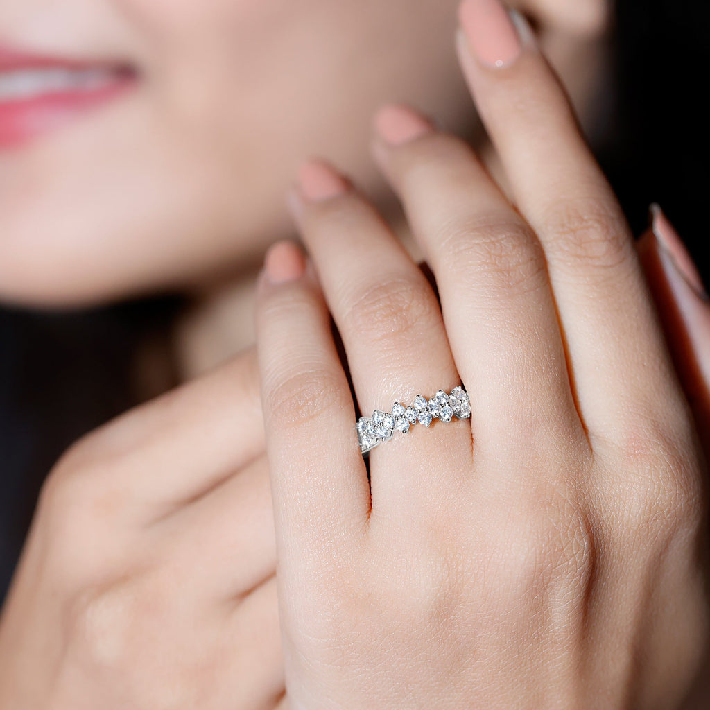 Round Moissanite Cluster Eternity Wedding Band