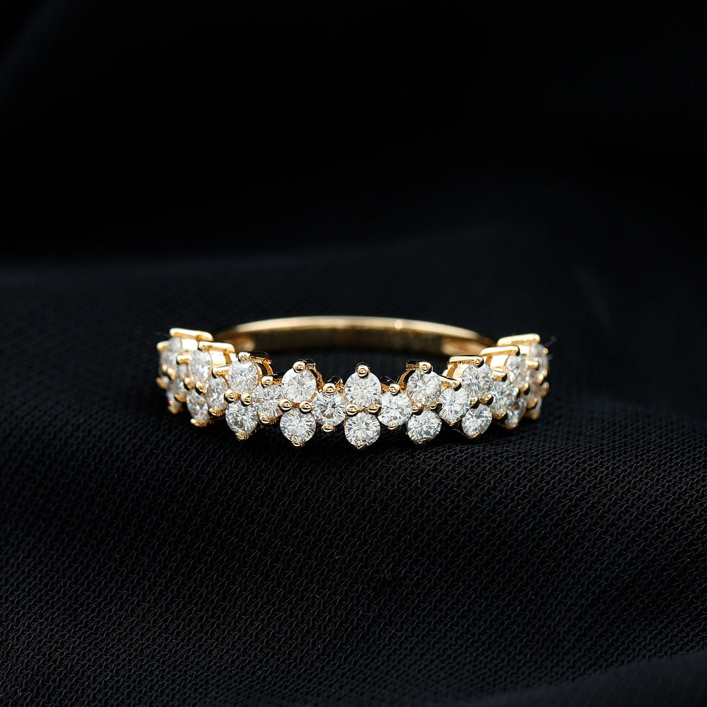 Round Moissanite Cluster Eternity Wedding Band