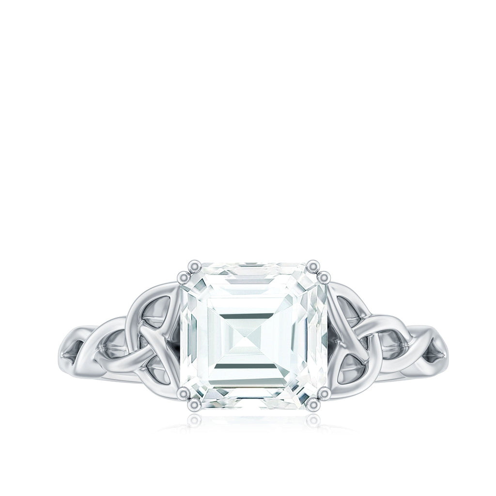Asscher Cut 3 Carat Moissanite Celtic Knot Engagement Ring