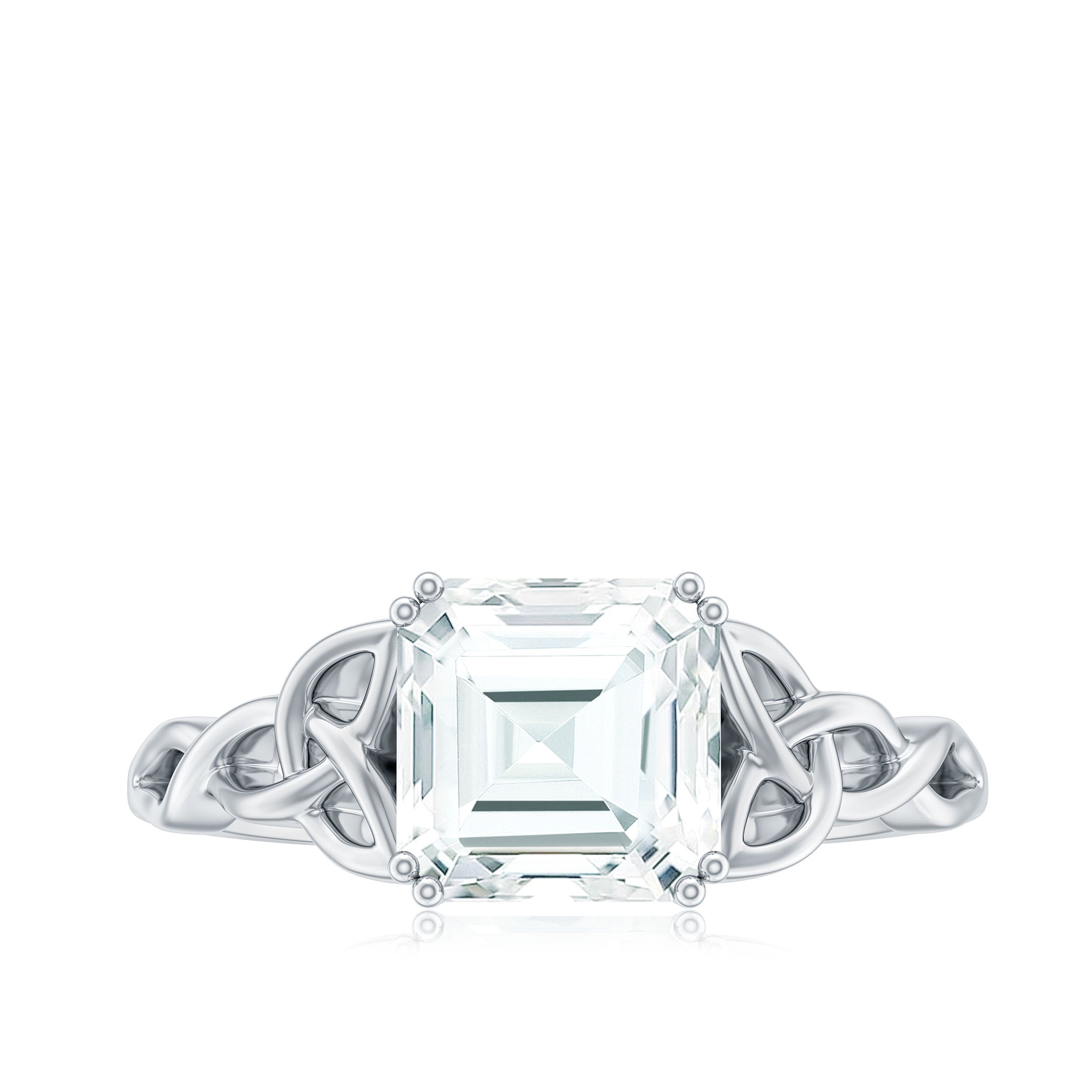 Asscher Cut 3 Carat Moissanite Celtic Knot Engagement Ring
