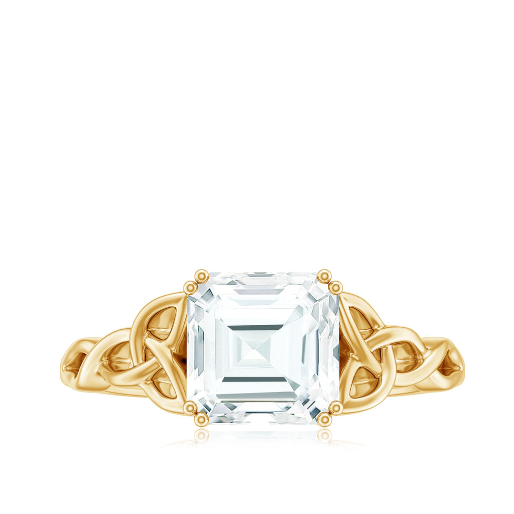 Asscher Cut 3 Carat Moissanite Celtic Knot Engagement Ring