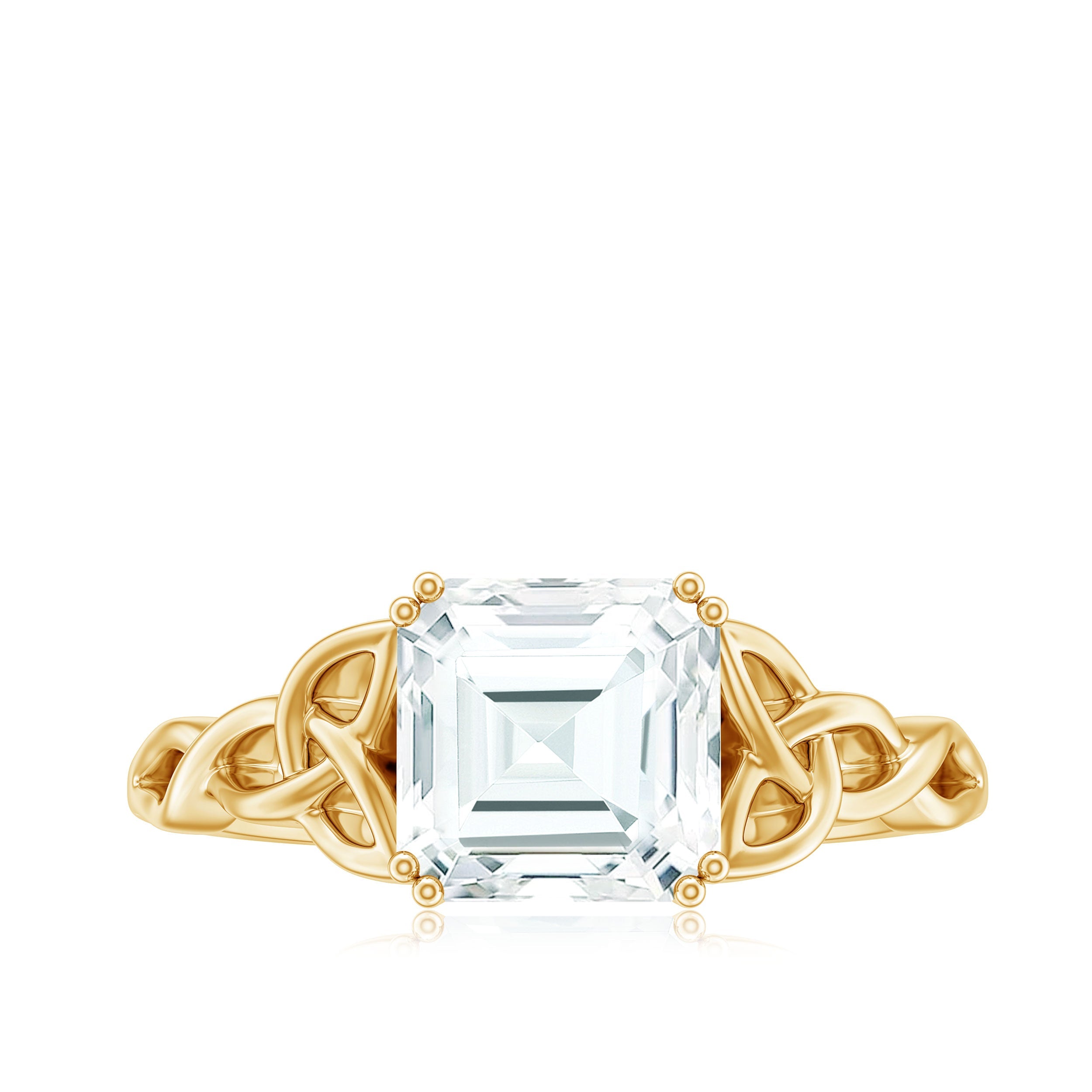 Asscher Cut 3 Carat Moissanite Celtic Knot Engagement Ring