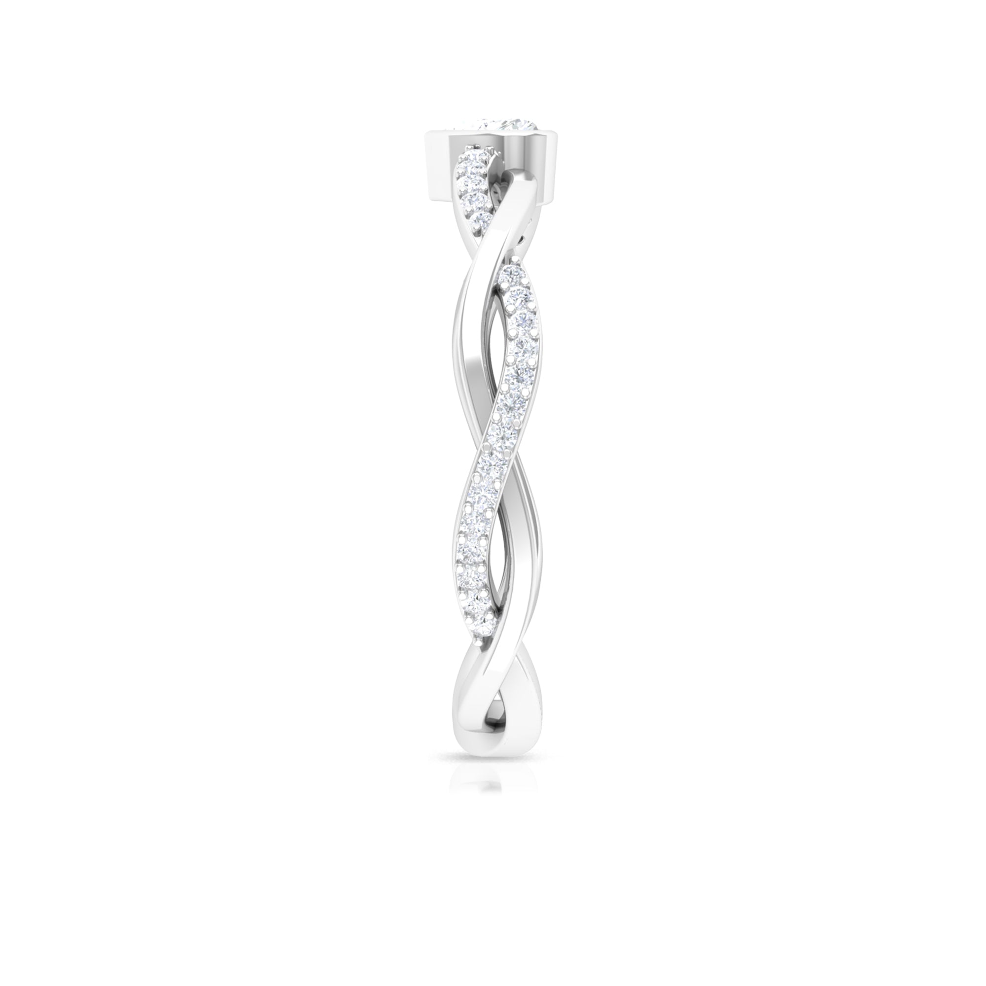 Certified Real Diamond Heart Promise Ring with Braided Shank