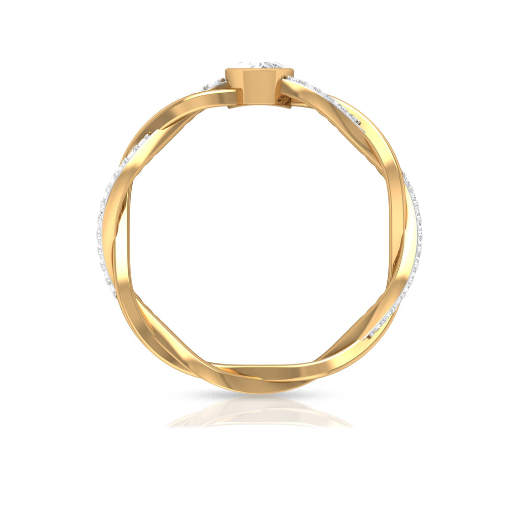 Certified Real Diamond Heart Promise Ring with Braided Shank