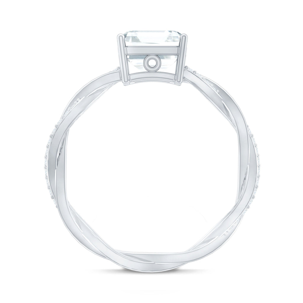 Solitaire Moissanite Asscher Cut Engagement Ring