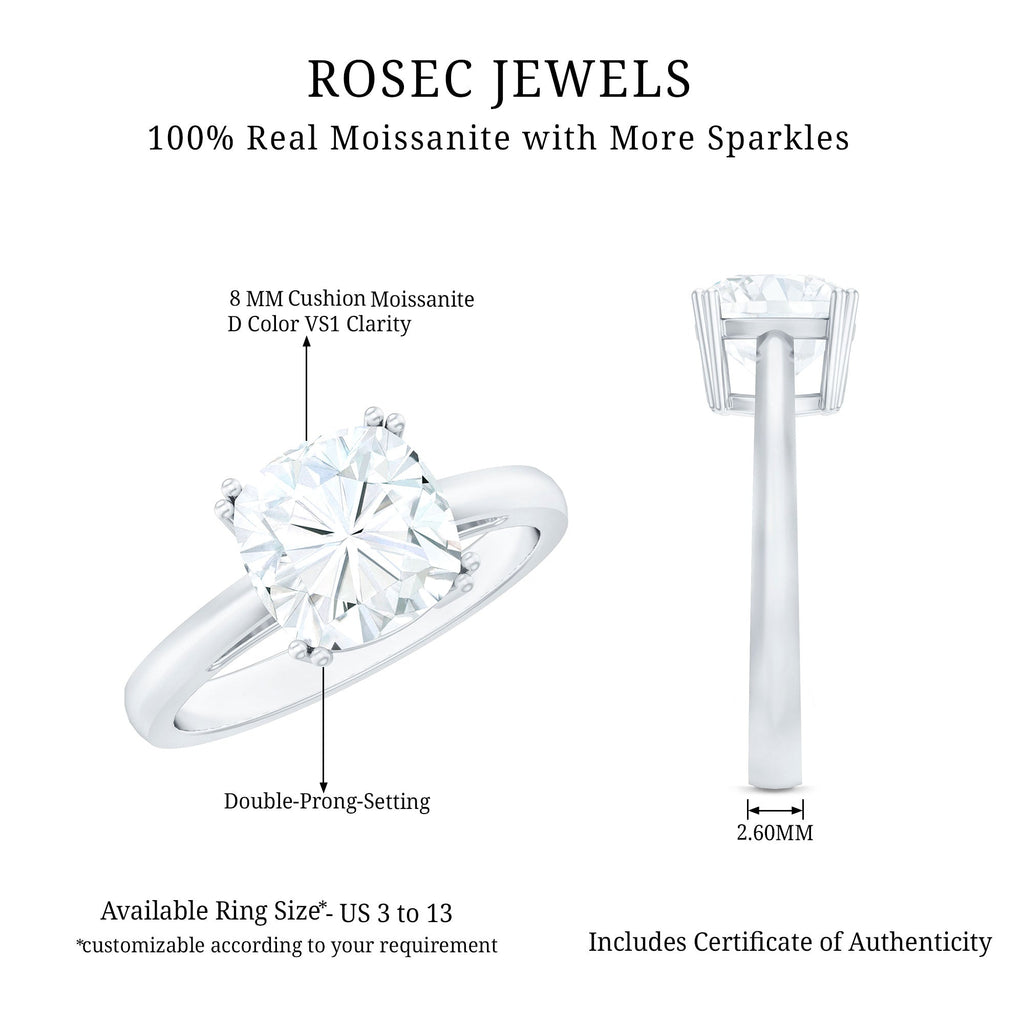 3 CT Cushion Cut Certified Moissanite Solitaire Engagement Ring