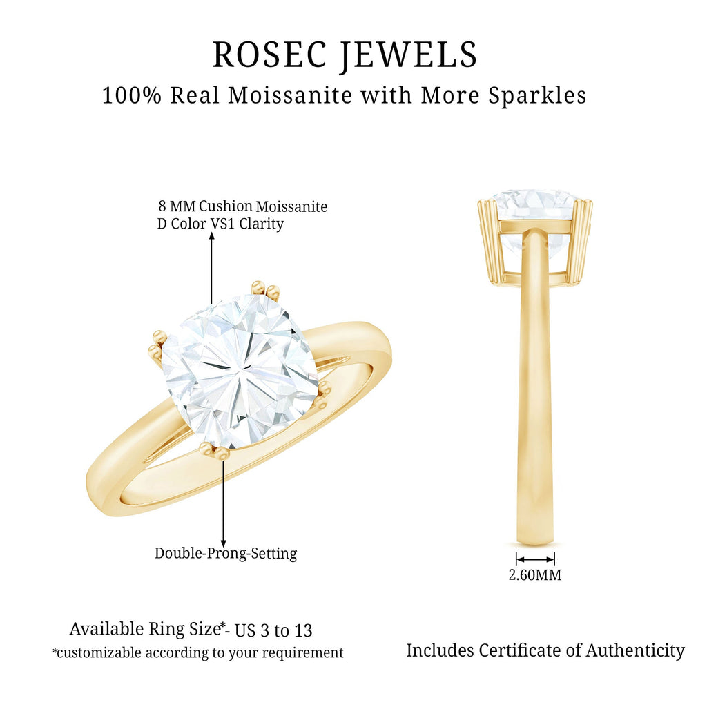 3 CT Cushion Cut Certified Moissanite Solitaire Engagement Ring