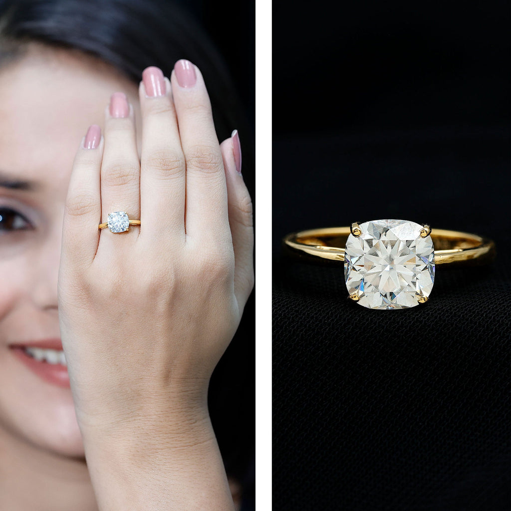 3 CT Cushion Cut Certified Moissanite Solitaire Engagement Ring