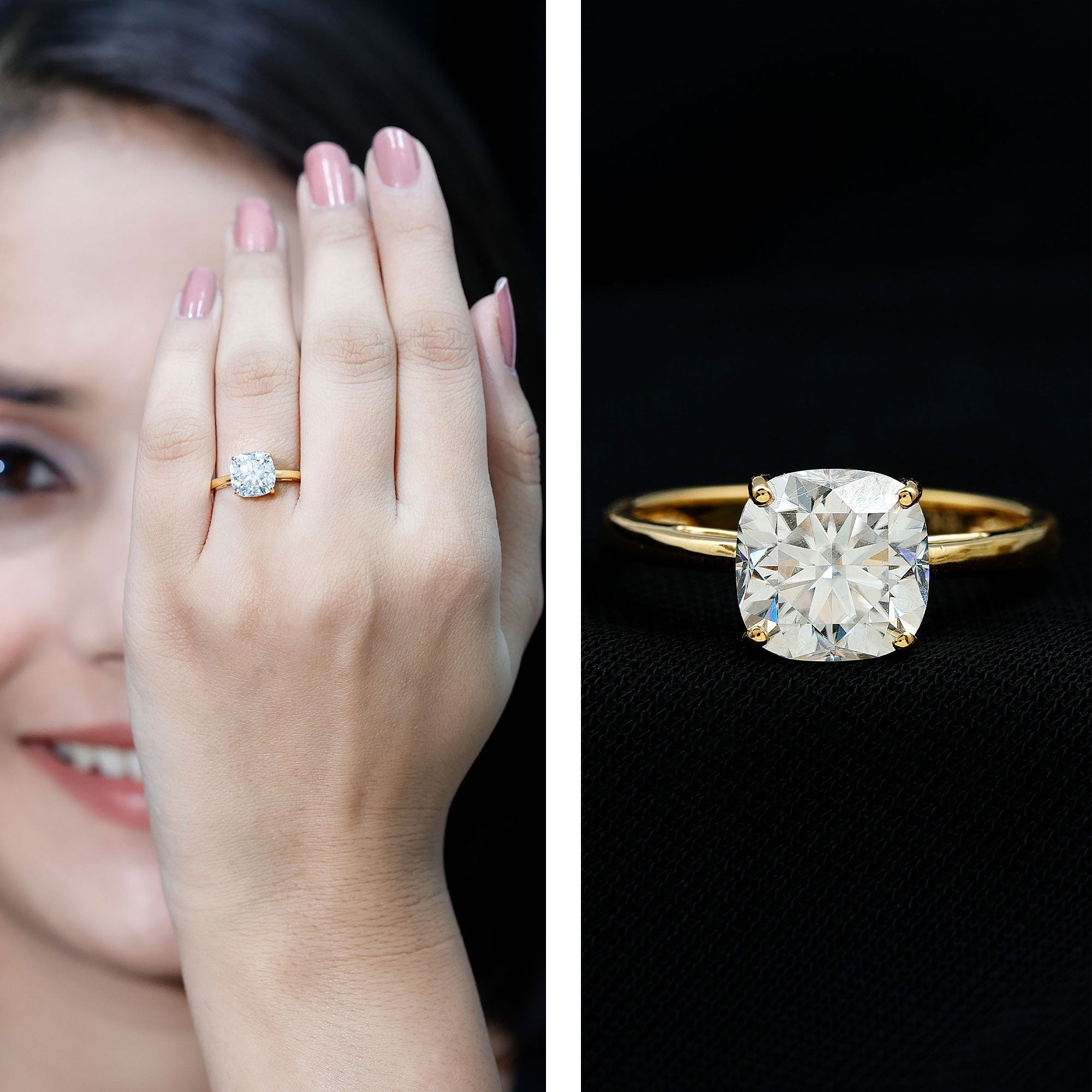 3 CT Cushion Cut Certified Moissanite Solitaire Engagement Ring