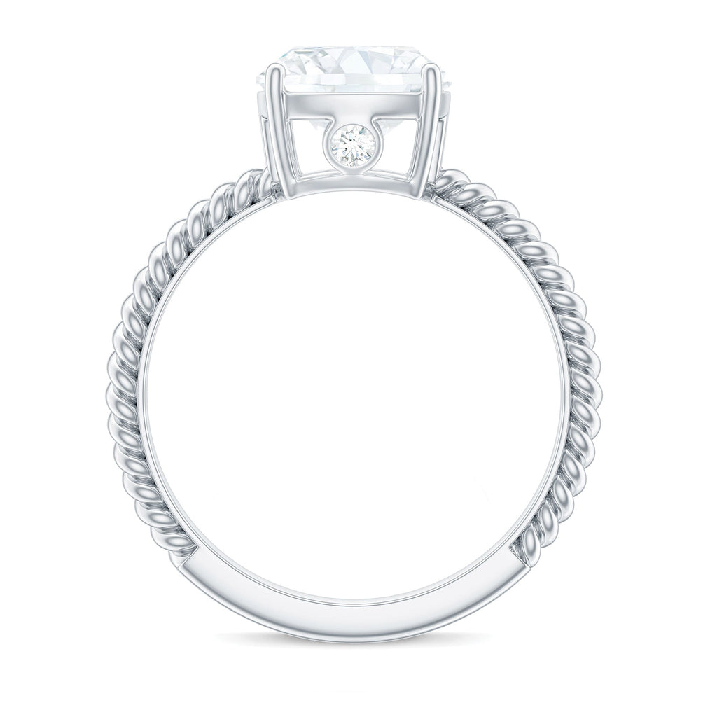 Cushion Cut Moissanite Solitaire Engagement Ring with Twisted Rope