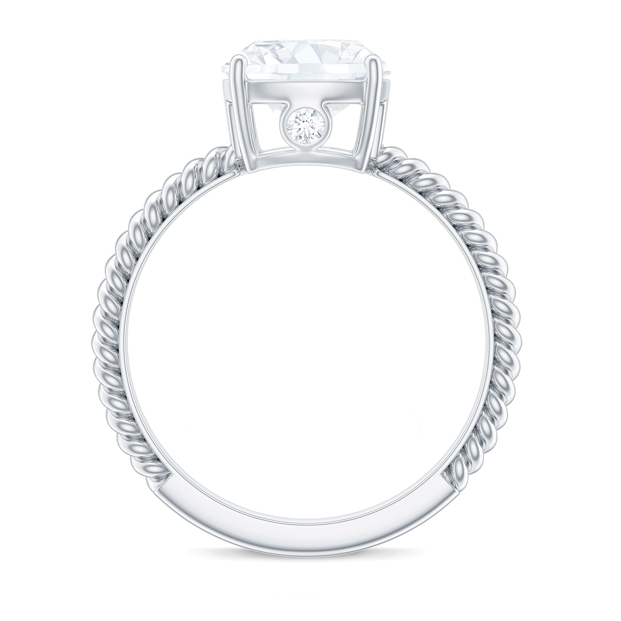 Cushion Cut Moissanite Solitaire Engagement Ring with Twisted Rope
