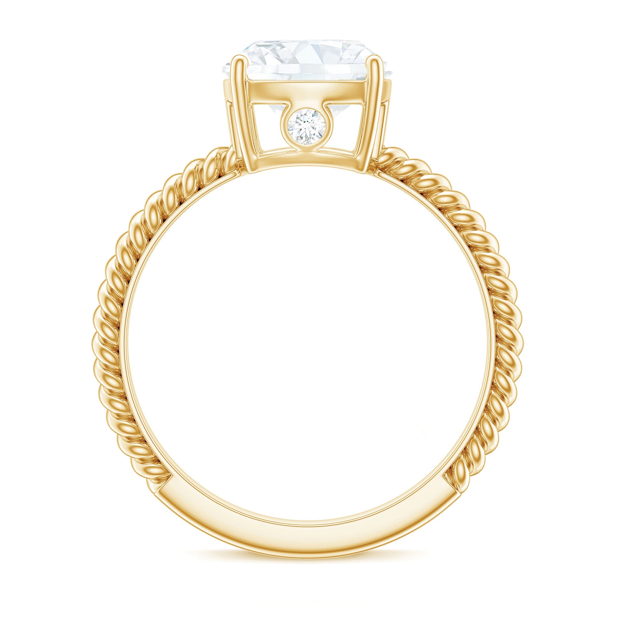 Cushion Cut Moissanite Solitaire Engagement Ring with Twisted Rope