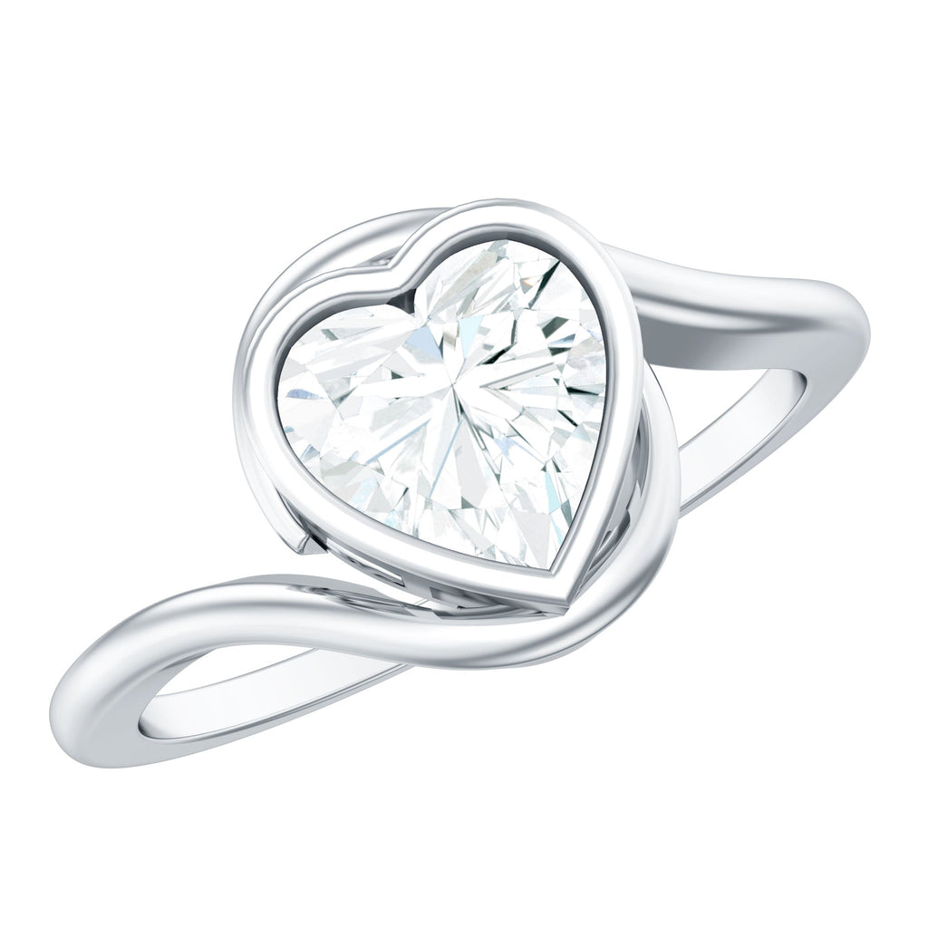 Heart Shape Moissanite Bypass Engagement Ring for Women