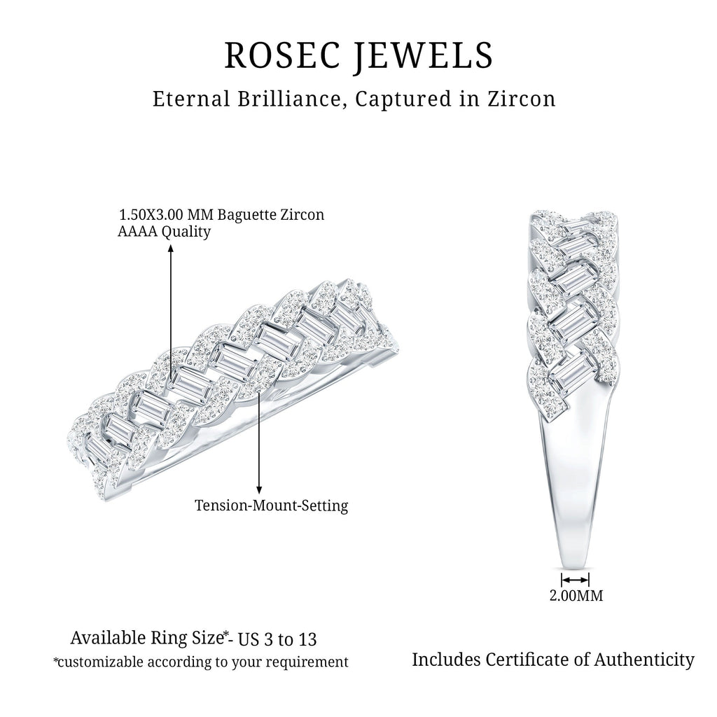 Baguette and Round Cut Zircon Braided Anniversary Ring