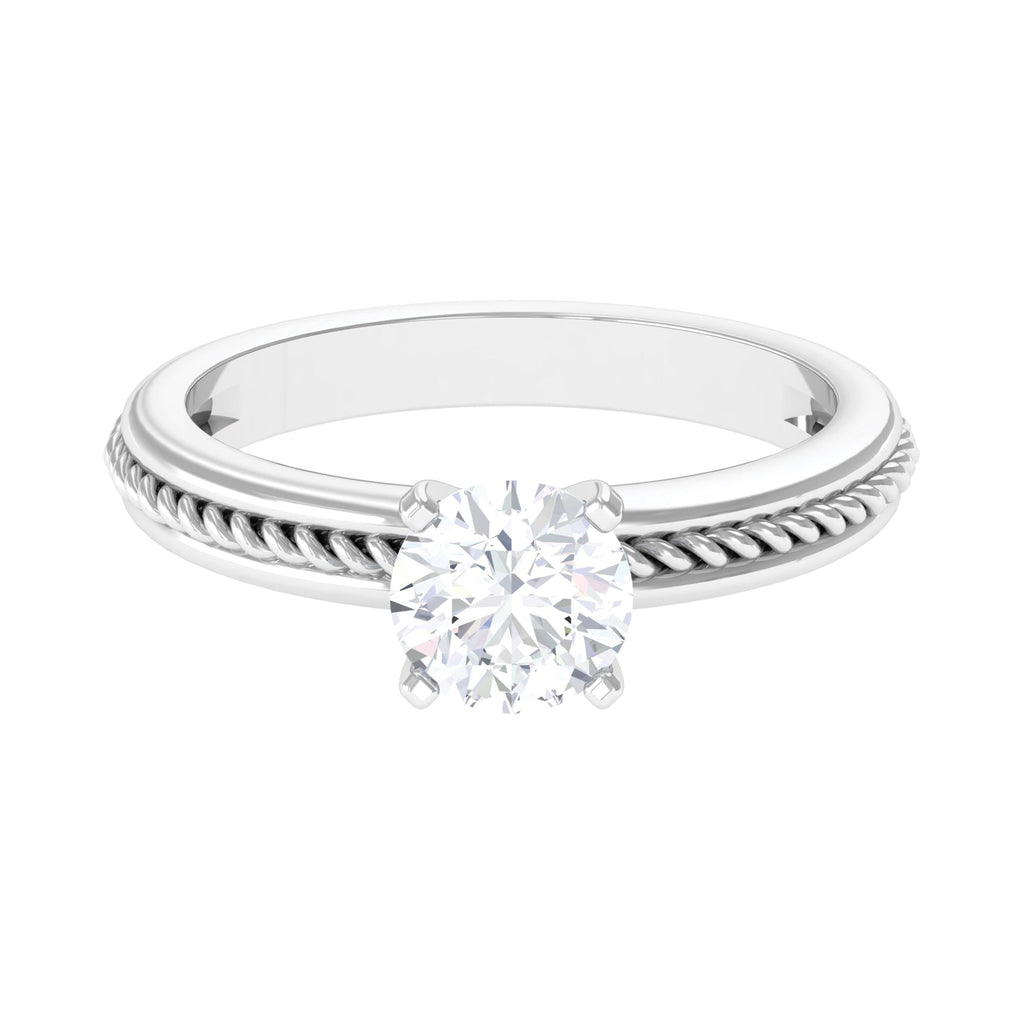 Cubic Zirconia Solitaire Twisted Rope Ring in Square Prong Setting