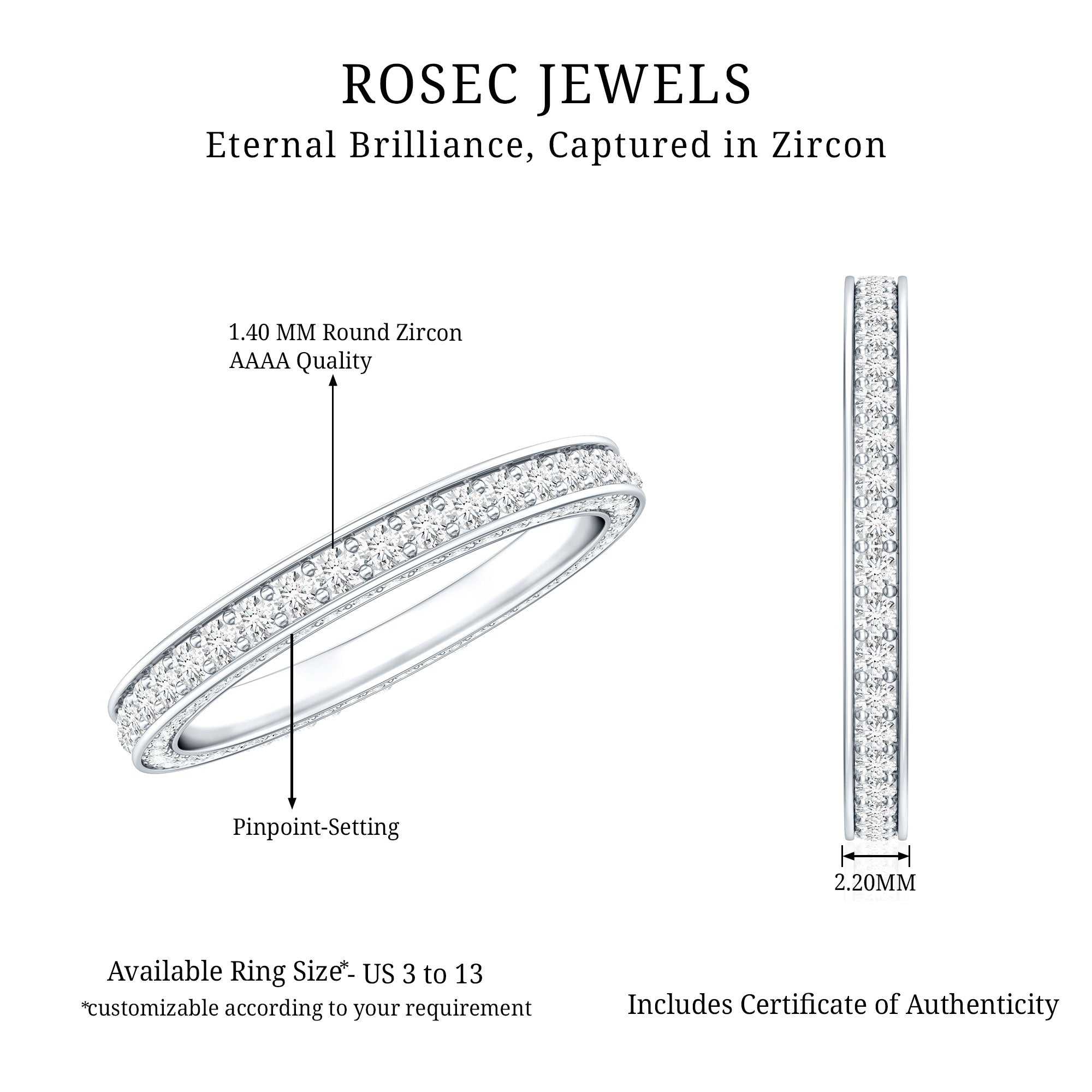 Certified Simulated Diamond Eternity Wedding Band Ring