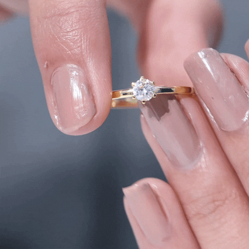 0.5 Carat Round Cubic Zirconia Solitaire Promise Ring