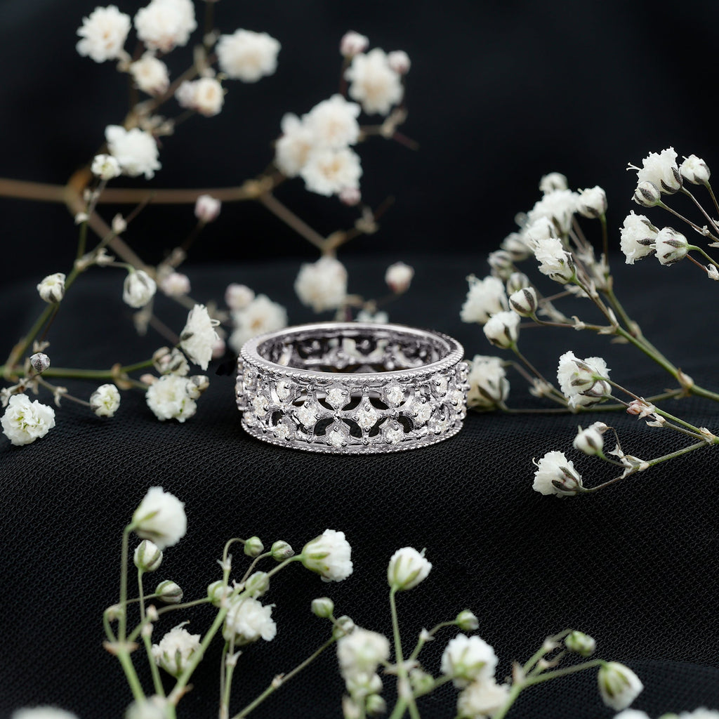 Certified Cubic Zirconia Vintage Wedding Band for Women