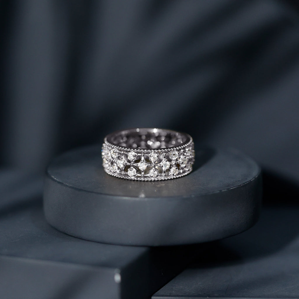 Certified Cubic Zirconia Vintage Wedding Band for Women