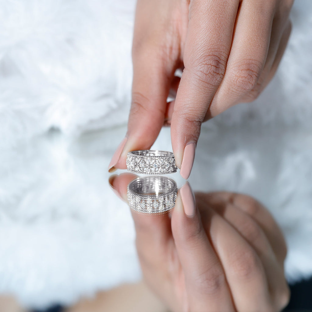 Certified Cubic Zirconia Vintage Wedding Band for Women