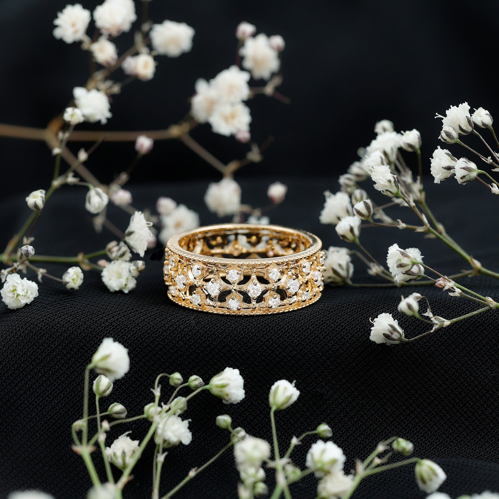 Certified Cubic Zirconia Vintage Wedding Band for Women