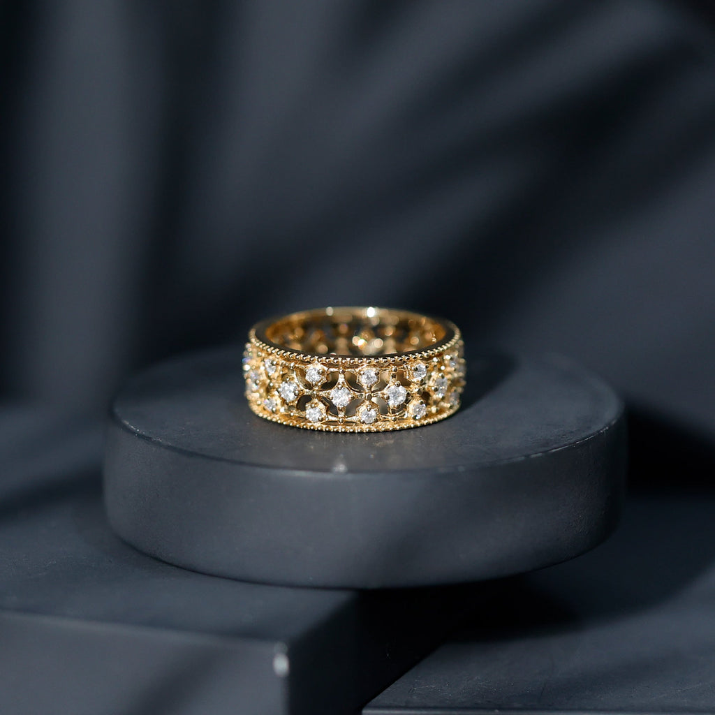 Certified Cubic Zirconia Vintage Wedding Band for Women