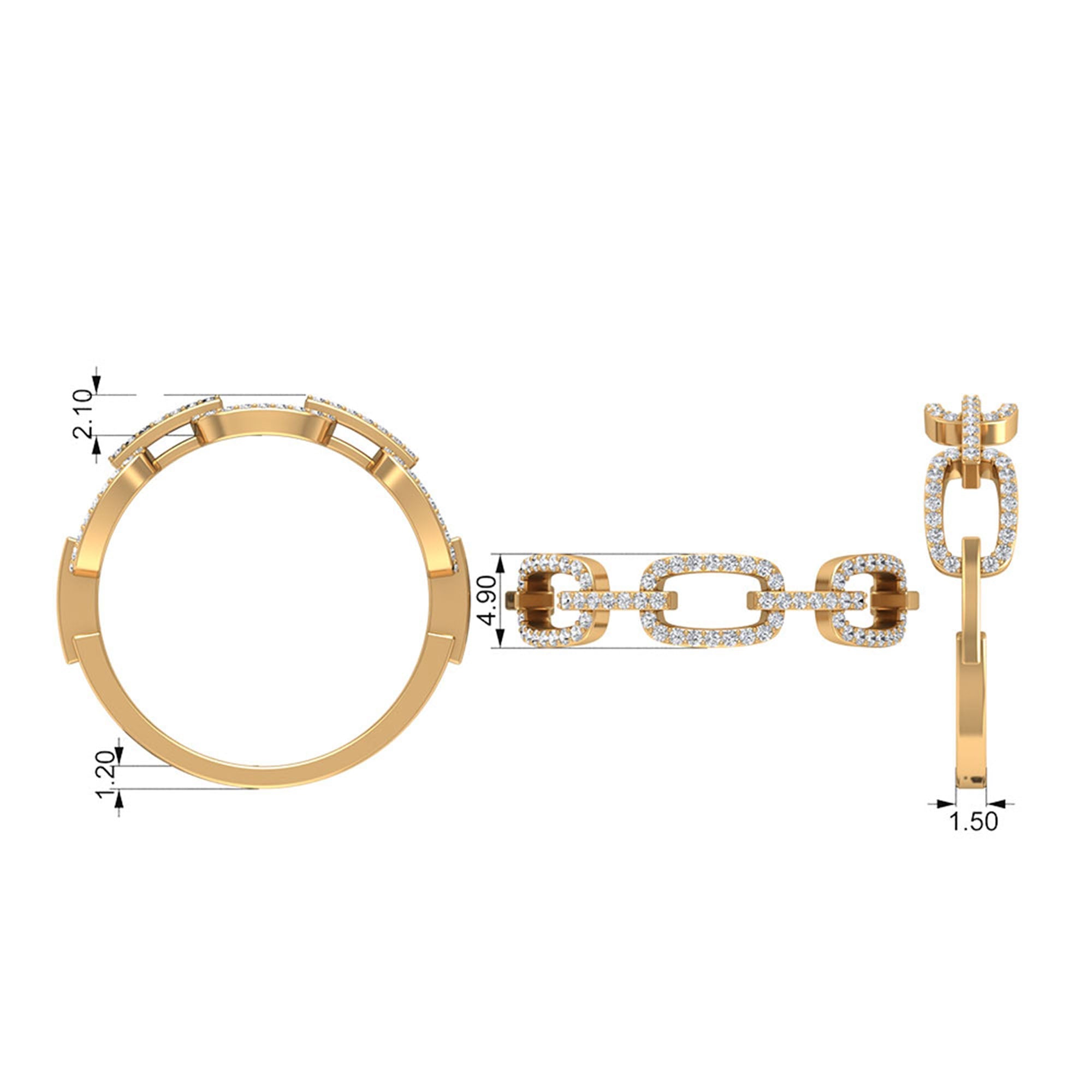 Minimal Cubic Zirconia Chain Link Ring