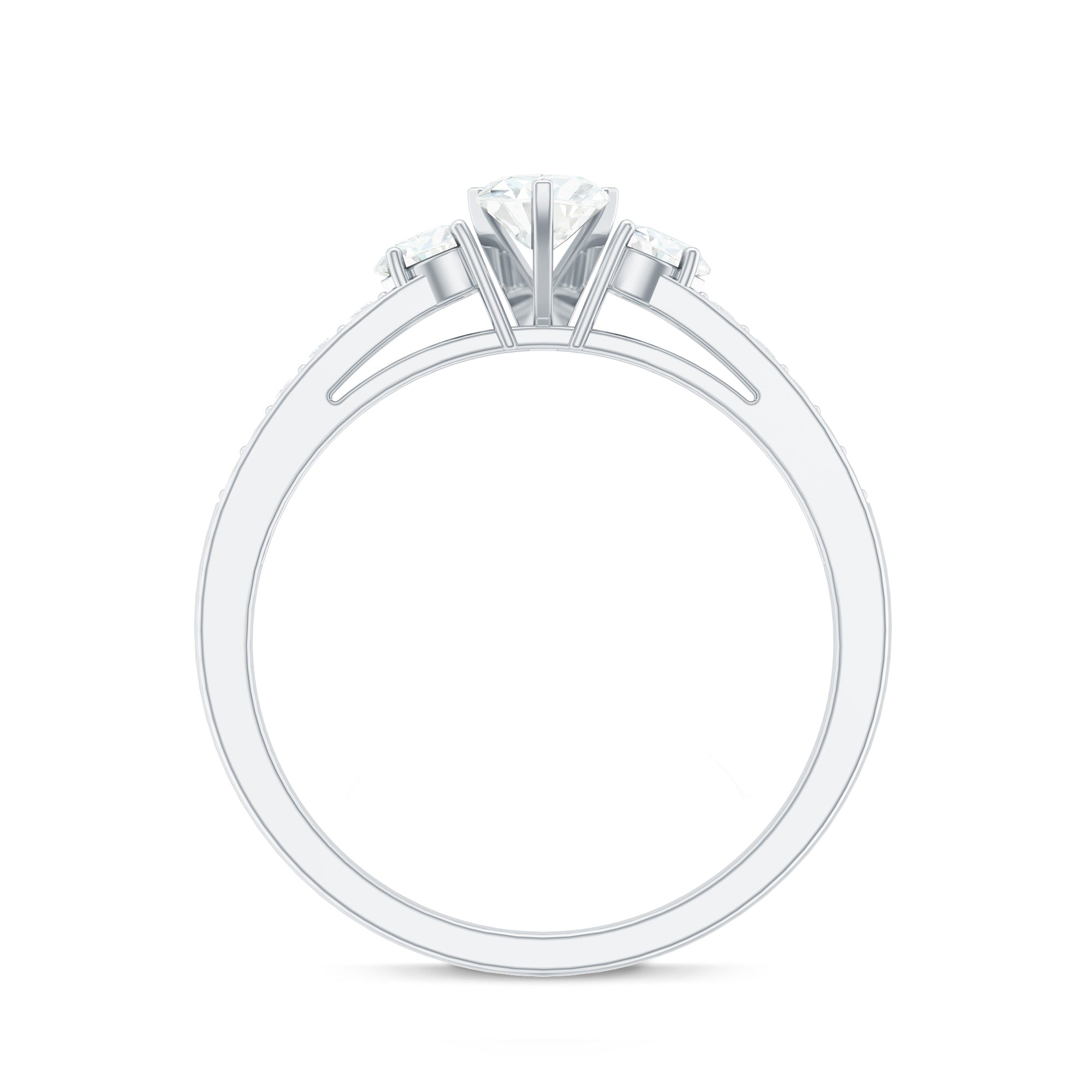 Heart Shape Zircon Anniversary Ring with Side Stones