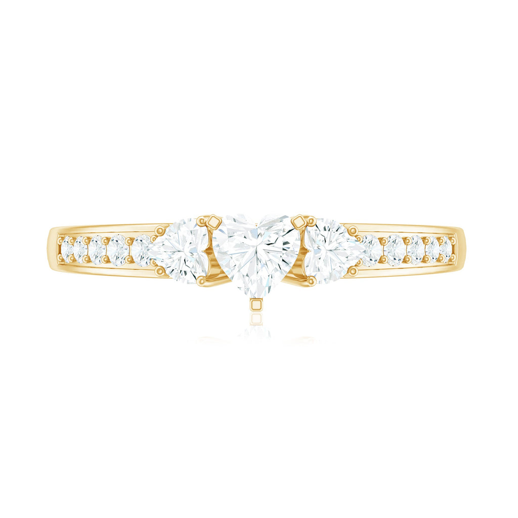 Heart Shape Zircon Anniversary Ring with Side Stones
