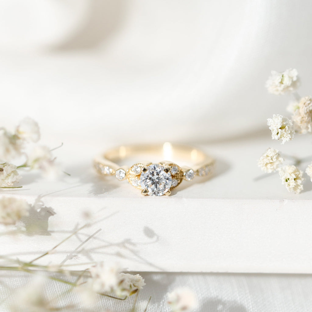 Vintage Inspired Zircon Engagement Ring for Women