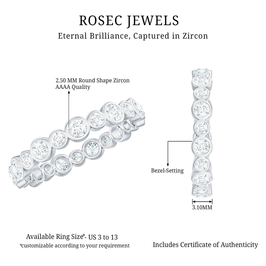Bezel Set Round Cubic Zirconia Unique Full Eternity Ring
