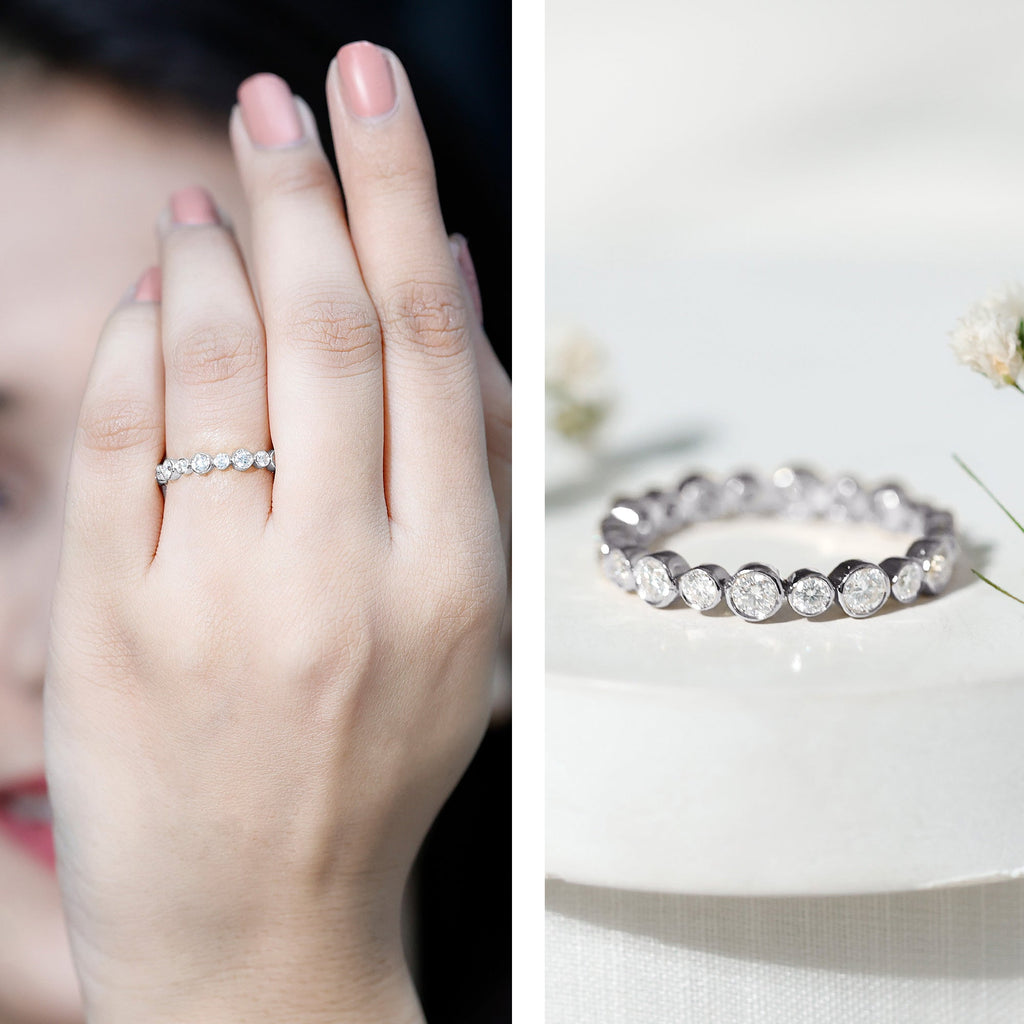 Bezel Set Round Cubic Zirconia Unique Full Eternity Ring