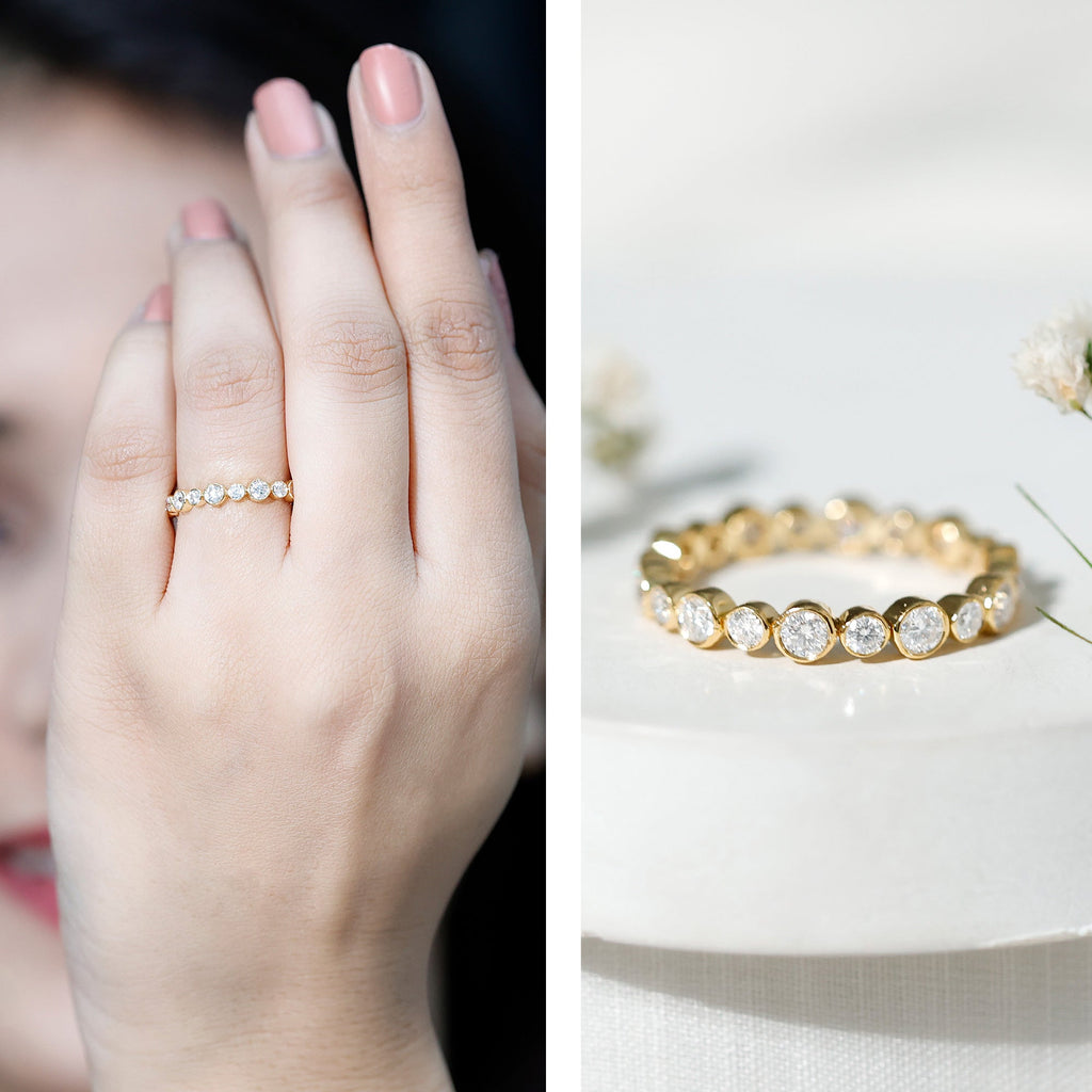 Bezel Set Round Cubic Zirconia Unique Full Eternity Ring