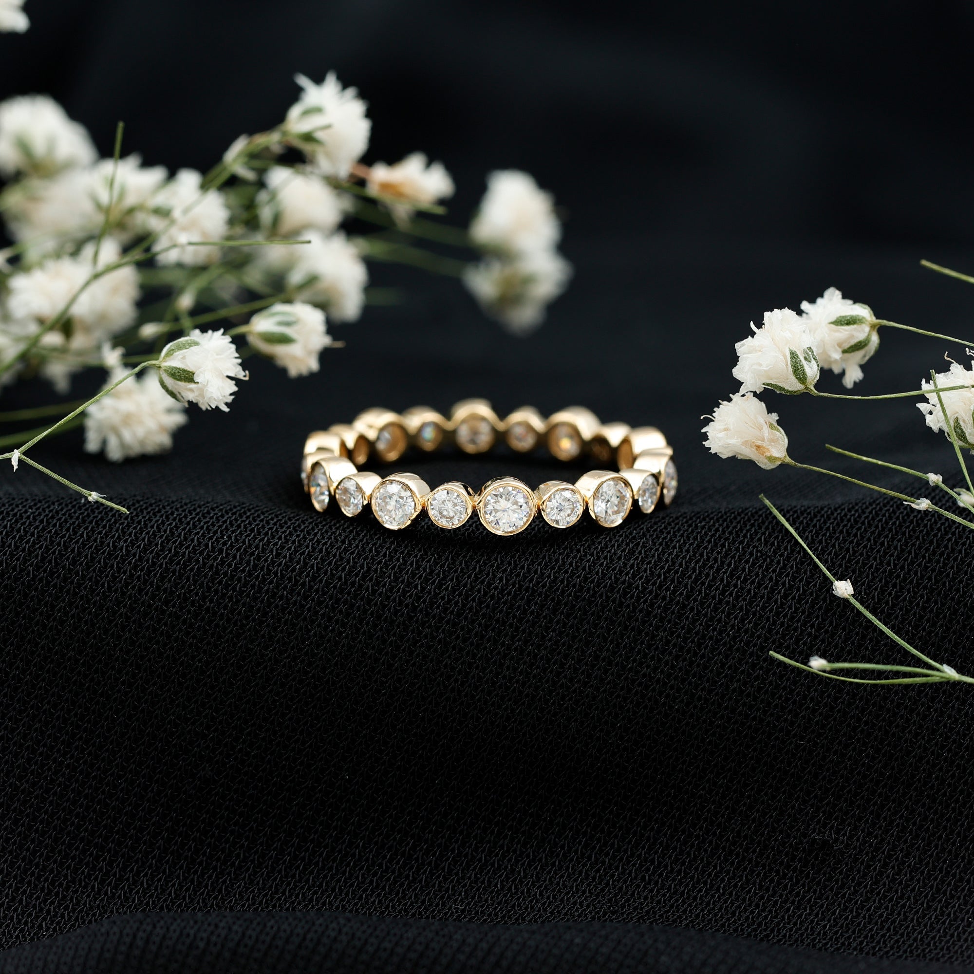 Bezel Set Round Cubic Zirconia Unique Full Eternity Ring
