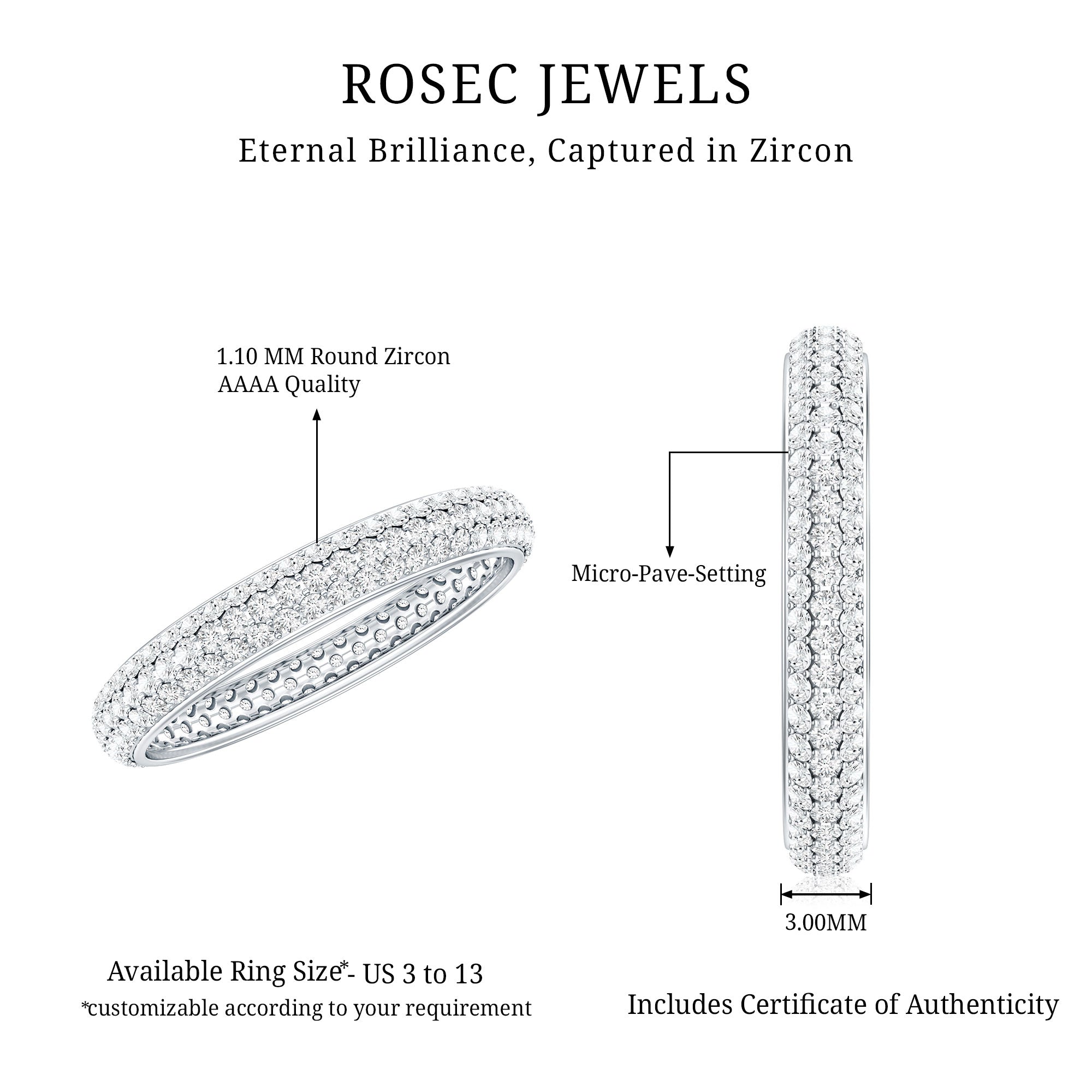 Pave Set Cubic Zirconia Eternity Wedding Band for Women