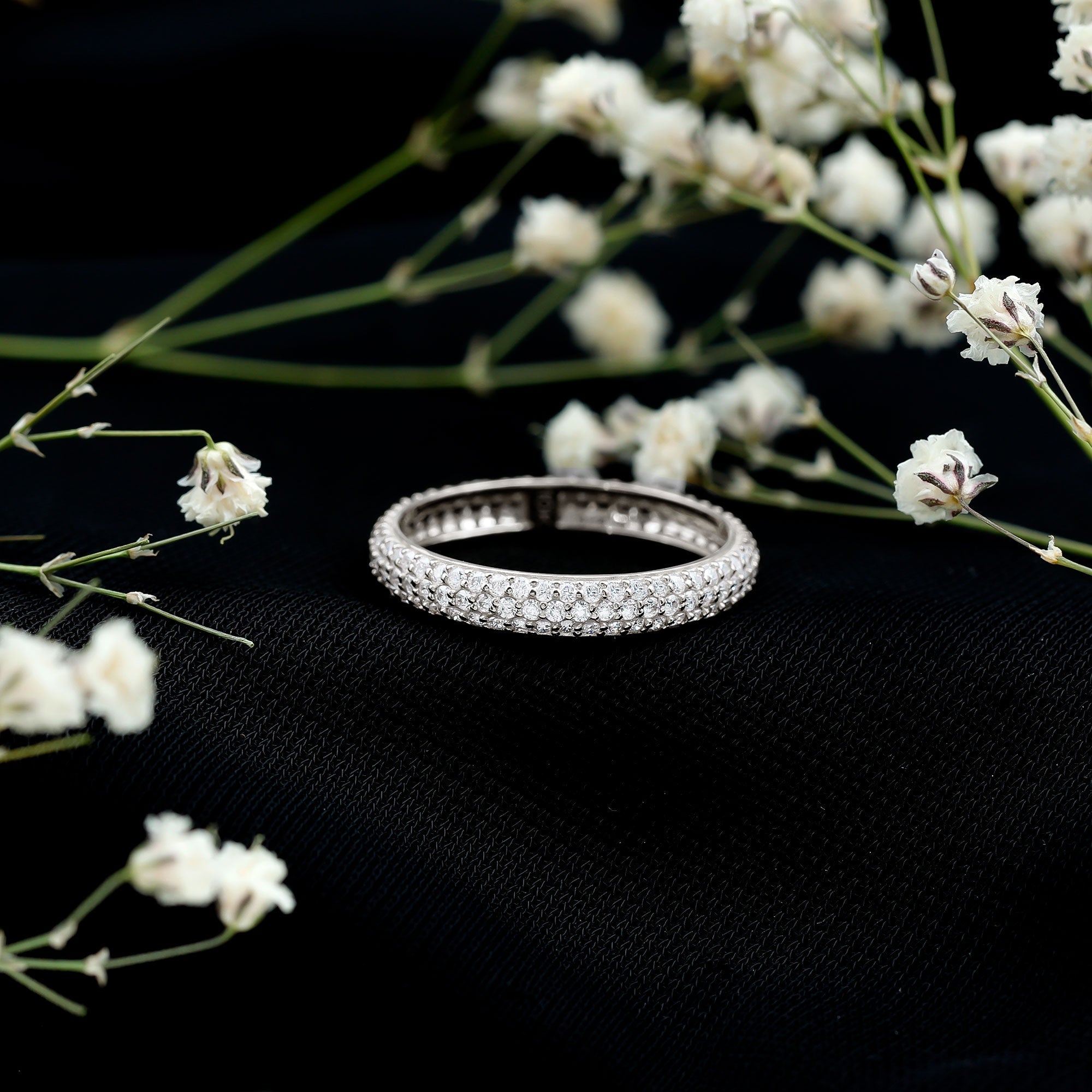 Pave Set Cubic Zirconia Eternity Wedding Band for Women