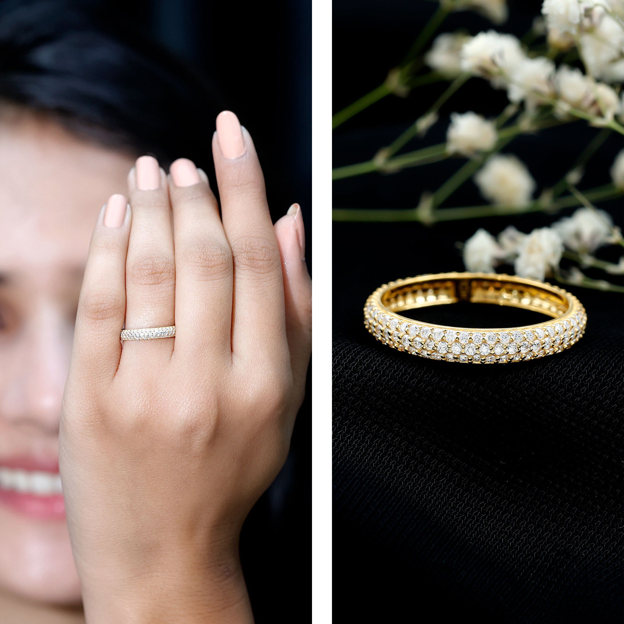 Pave Set Cubic Zirconia Eternity Wedding Band for Women