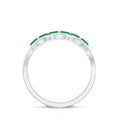 Natural Marquise Emerald Half Eternity Anniversary Ring with Diamond