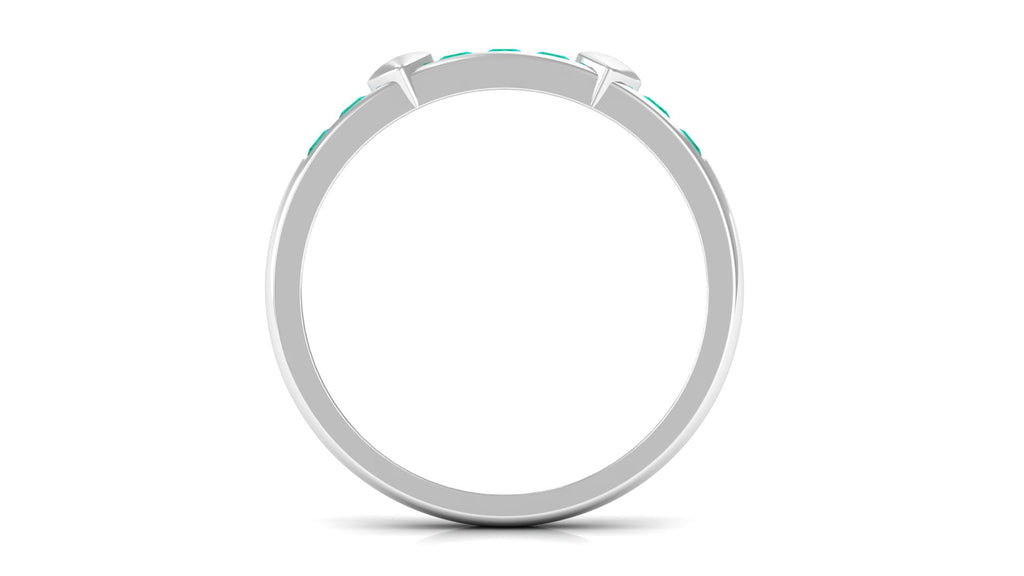 Natural Emerald Heart Eternity Ring in Channel Setting