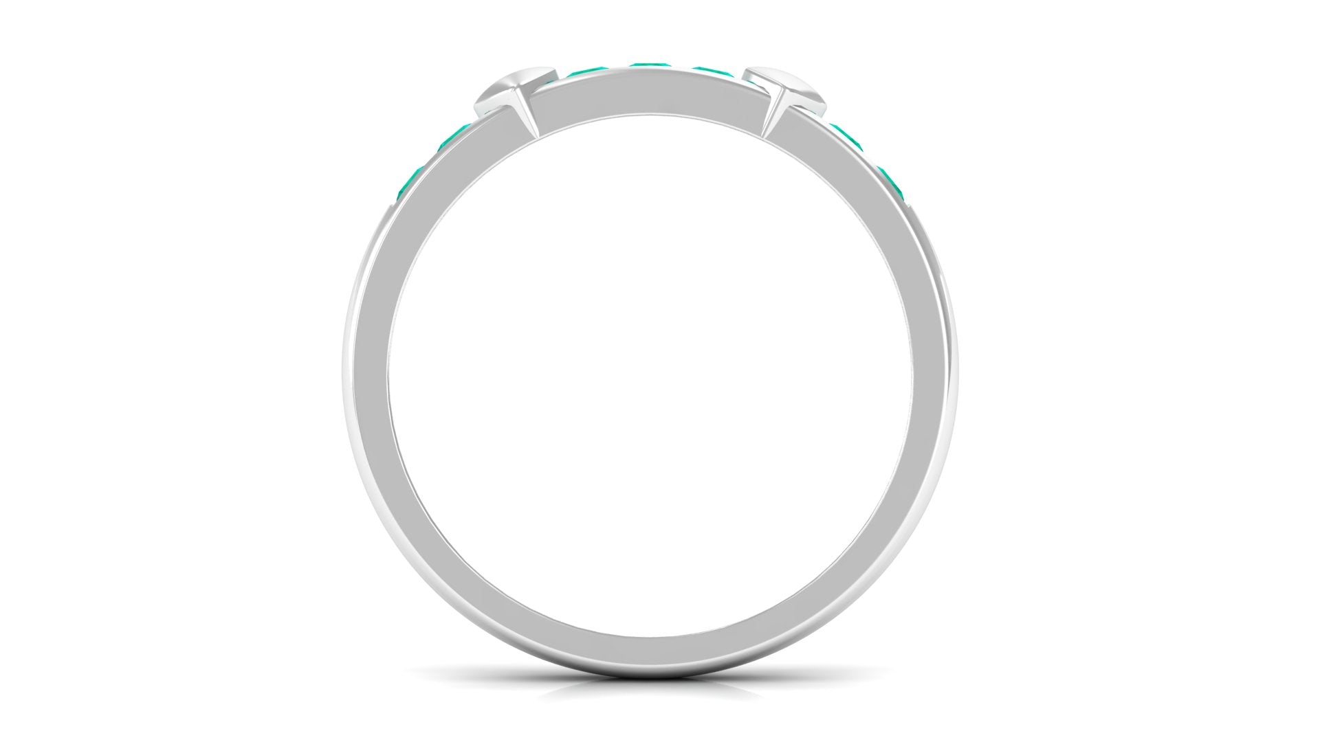 Natural Emerald Heart Eternity Ring in Channel Setting