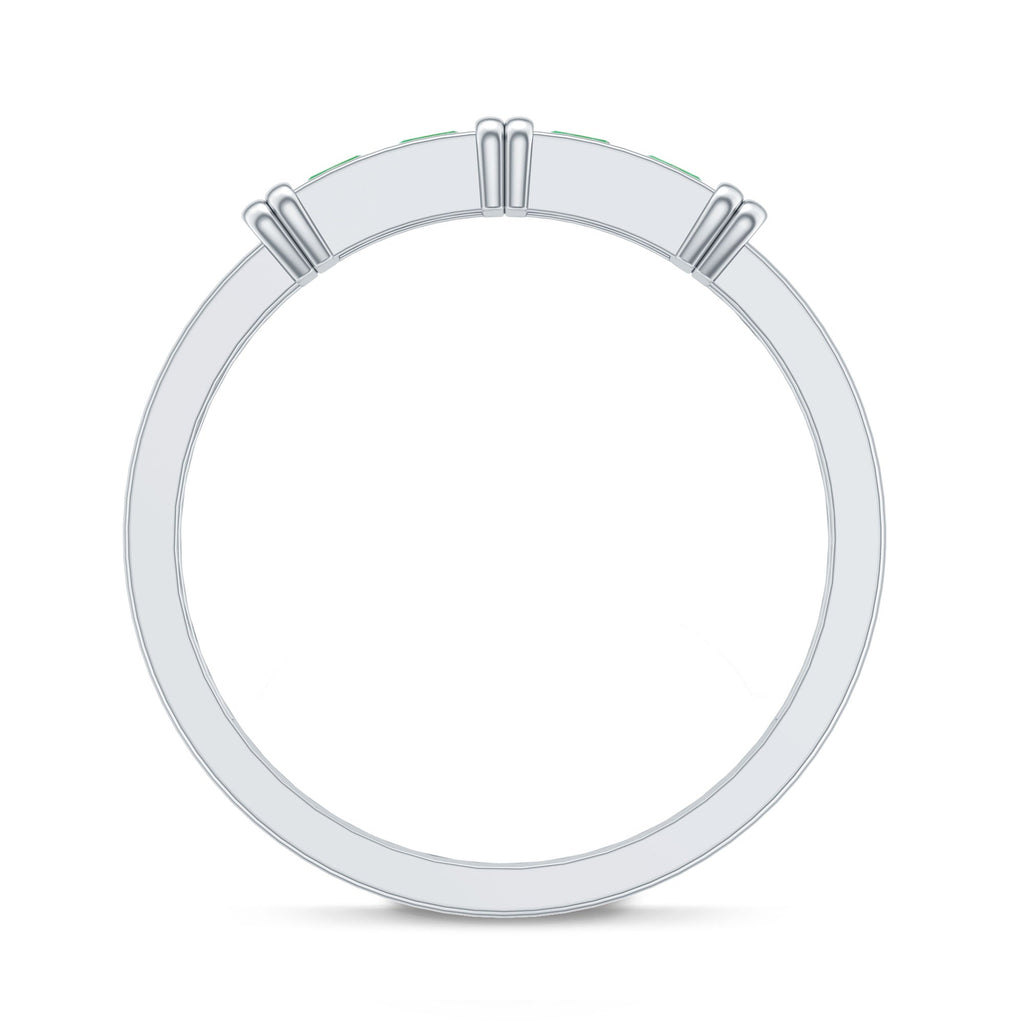 Princess Cut Real Emerald Band Ring in Channel Setting