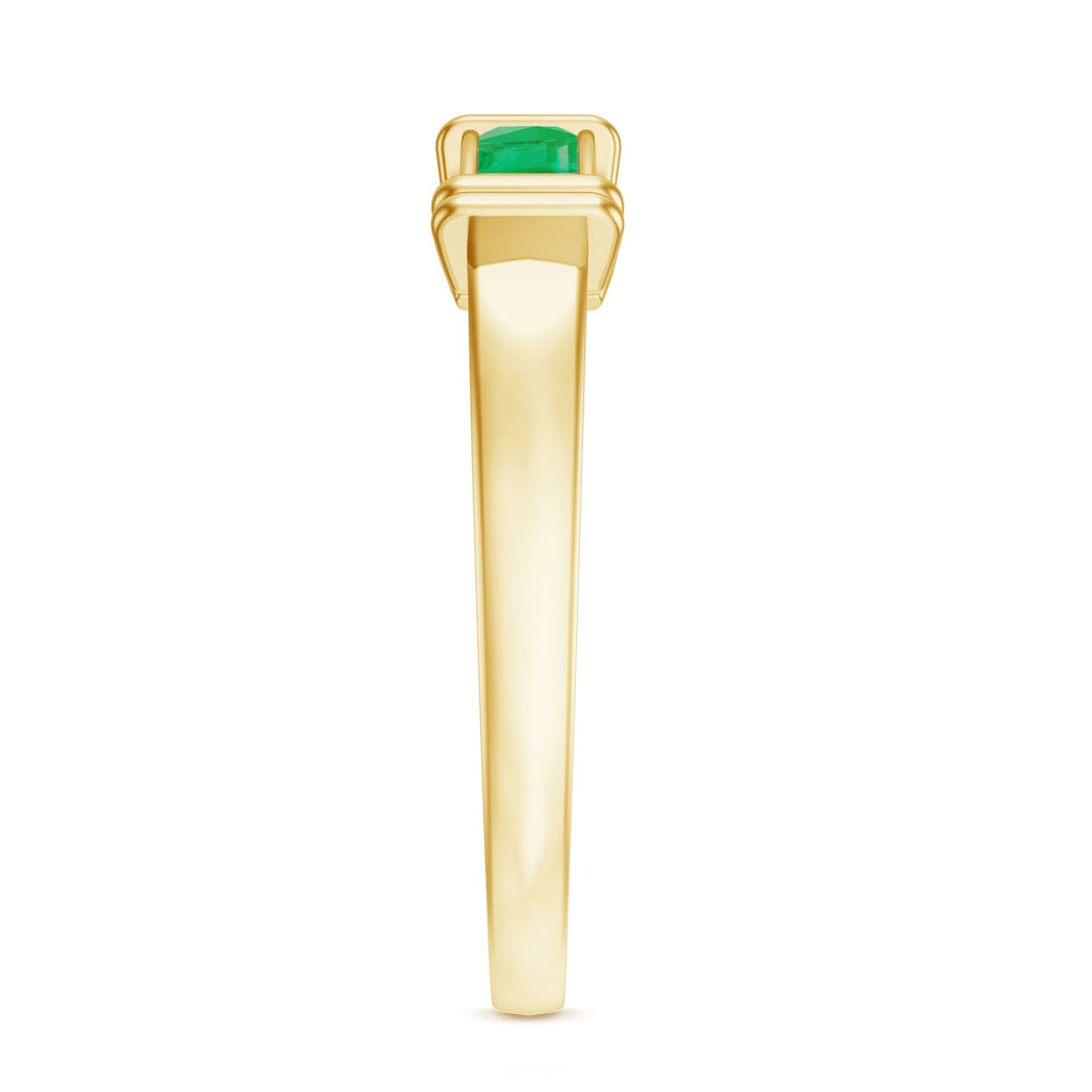 Princess Cut Real Emerald Band Ring in Channel Setting