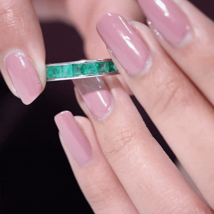 Princess Cut Lab Created Emerald Eternity Band in Channel Setting