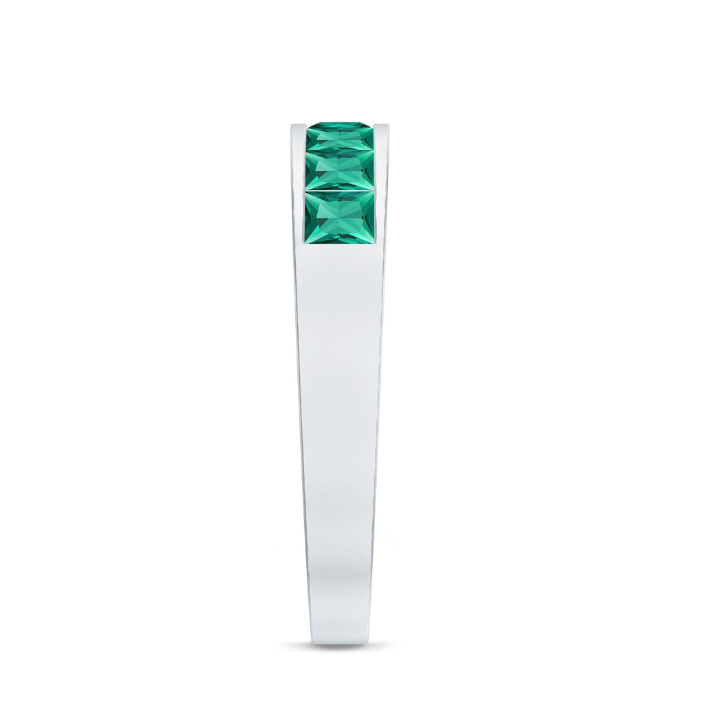 Princess Cut Lab Created Emerald Eternity Band in Channel Setting