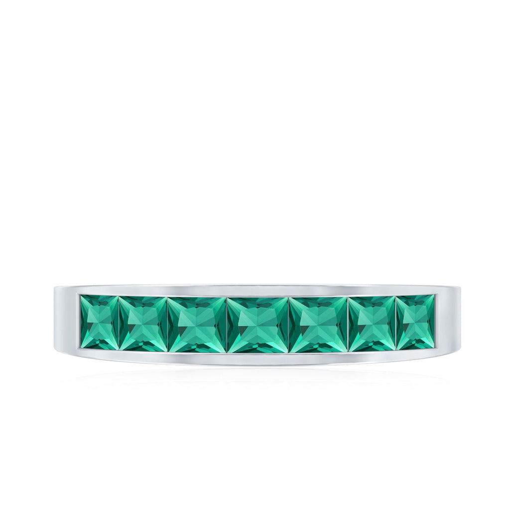 Princess Cut Lab Created Emerald Eternity Band in Channel Setting